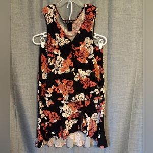 BCBG 2 Piece Dress Set Dusty Pink Coral Pink Cream & Black Floral Woman's Size S